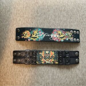 Ed Hardy Skull Leather Bracelets